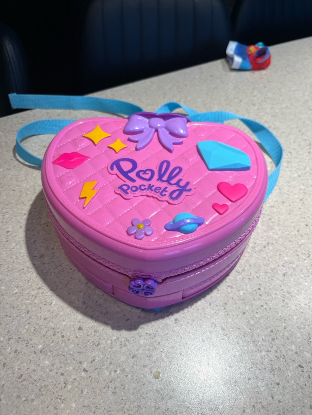 Polly Pocket Heart Crossbody Bag - Pink with Blue Strap no figures